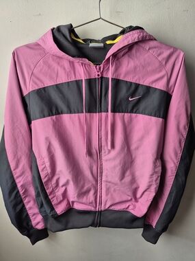 Nike Pink and Charcoal Zip Windbreaker